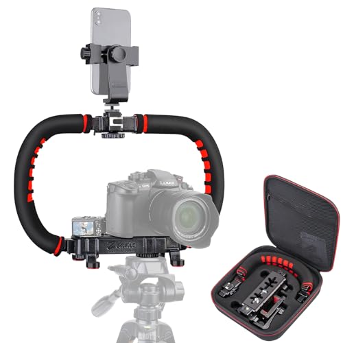 Zeadio Smartphone Stabilizer, Foldable Handle Grip Handheld Video Rig With Carrying Case, Fits All Cameras, Camcorders, Action Cameras, DSLRs, iPhones and Android Smartphones - Image 1