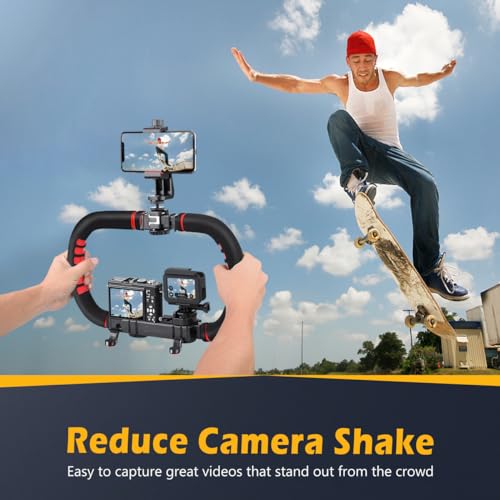 Zeadio Smartphone Stabilizer, Foldable Handle Grip Handheld Video Rig With Carrying Case, Fits All Cameras, Camcorders, Action Cameras, DSLRs, iPhones and Android Smartphones - Image 2