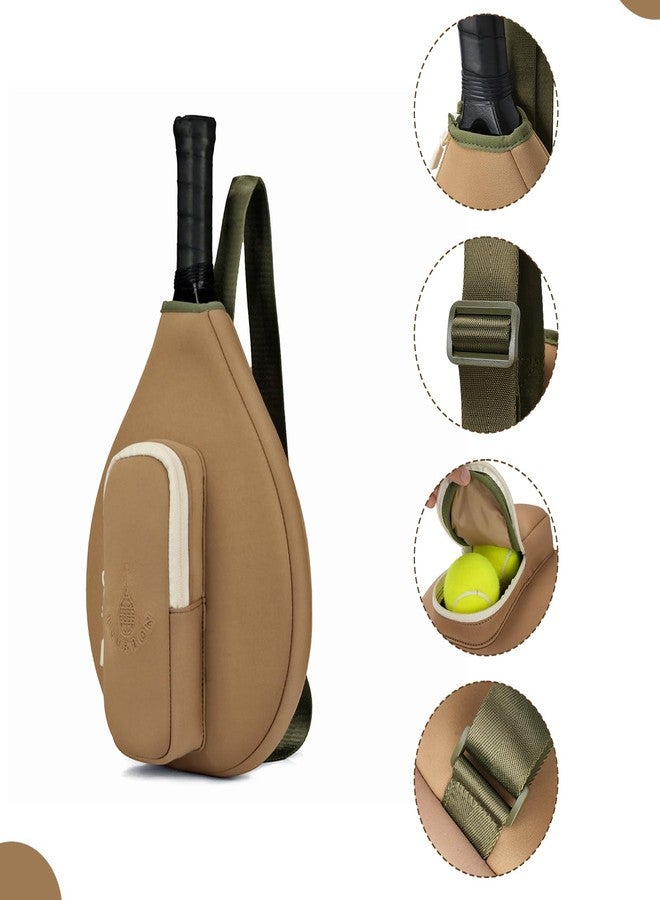 TOURBON Neoprene Padded Pickleball Paddle Sling Bag with Ball Holder Pouch - Image 5