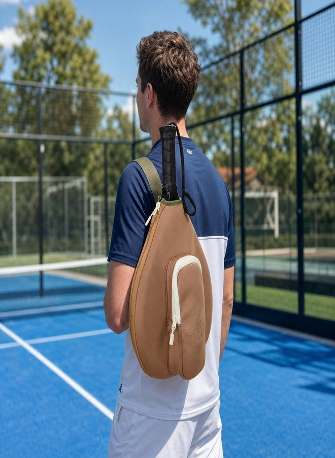 TOURBON Neoprene Padded Pickleball Paddle Sling Bag with Ball Holder Pouch - Image 4