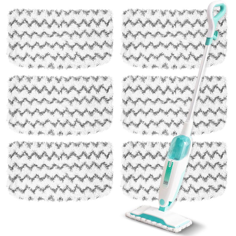 YHOVID 6 Pack Steam Mop Replacement Pads Compatible with Shark Steam Mops S1000/S1000A/S1000C/S1000WM/S1001C, Floor Steamer Pads Washable, Reusable Microfiber Cleaner Pads - Image 1