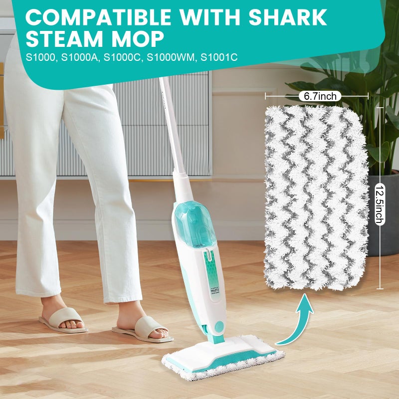 YHOVID 6 Pack Steam Mop Replacement Pads Compatible with Shark Steam Mops S1000/S1000A/S1000C/S1000WM/S1001C, Floor Steamer Pads Washable, Reusable Microfiber Cleaner Pads - Image 2