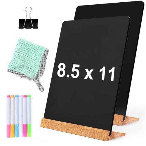 NEWNEWSHOW 2 Pack 8.7x12 Inch Tabletop Chalkboard with Wood Holder - Image 1