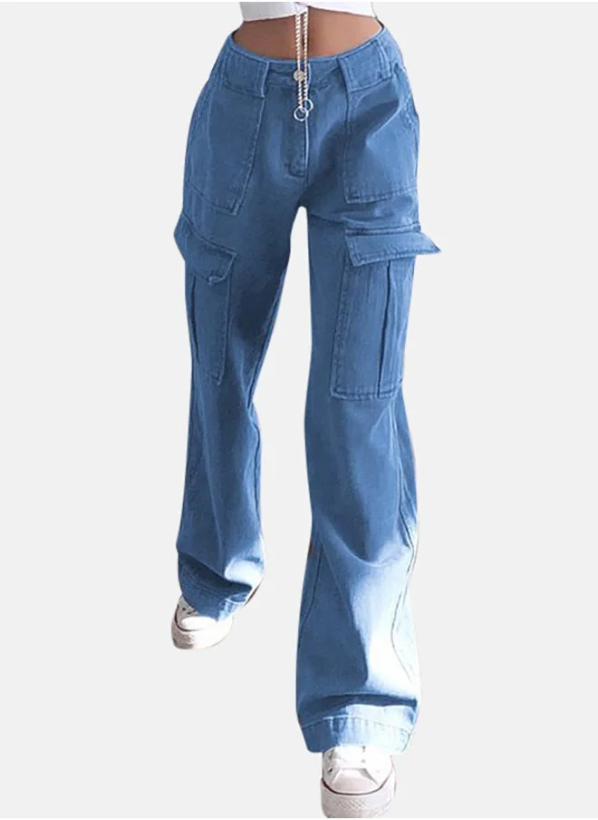 YUNIQEE Blue Wide Leg Jeans