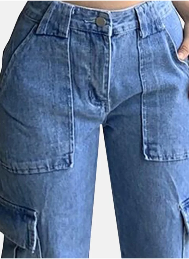 YUNIQEE Blue Wide Leg Jeans