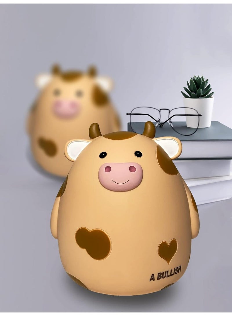 jaexest Cute Yellow Cow Piggy Bank Unbreakable Coin Saving Box Safe PVC Money Bank Gift for Kids & Girls - Image 4