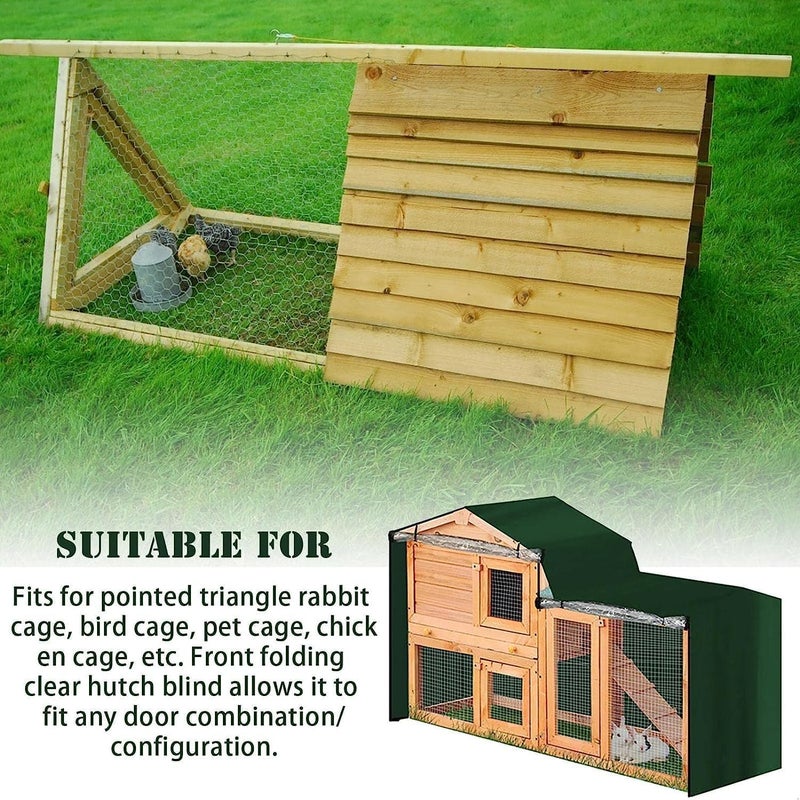 Universal Triangle Rabbit Hutch Cover, Double Hutch Cover for Rabbit Hutch, Waterproof Rabbit Guinea Pig Animal Hutch Dust Cover, Pet House Poultry Cage Covers, Green, M - Image 3
