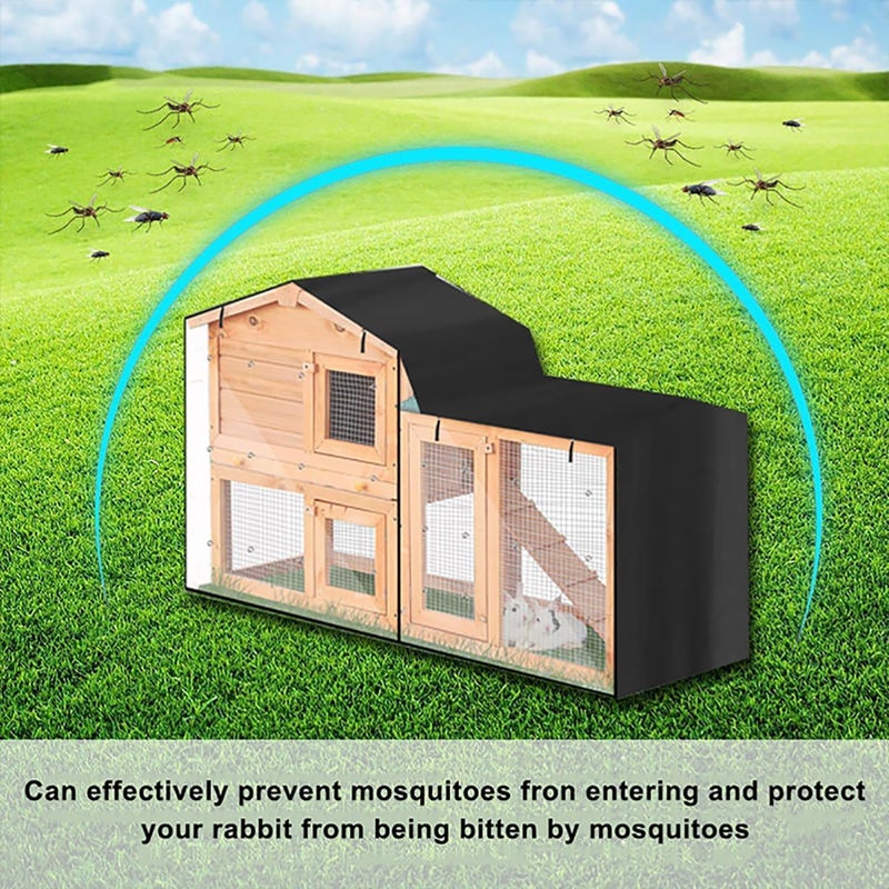 Universal Triangle Rabbit Hutch Cover, Double Hutch Cover for Rabbit Hutch, Waterproof Rabbit Guinea Pig Animal Hutch Dust Cover, Pet House Poultry Cage Covers, Green, M - Image 2