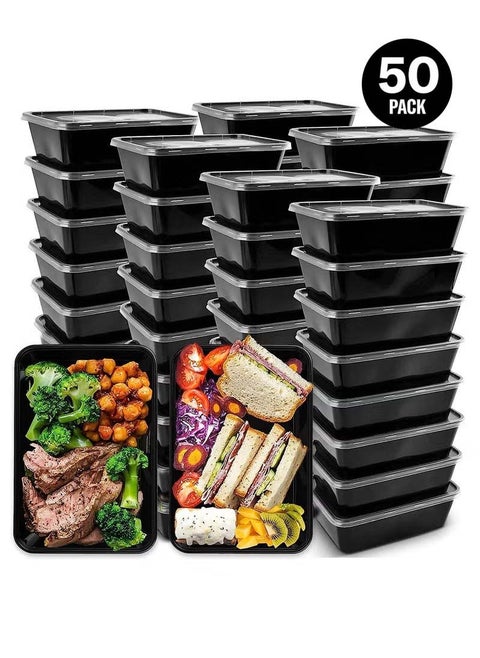 50-Pack Meal Prep Containers, Reusable Food Storage Containers with Lids,  Disposable Food Containers, BPA-Free, Freezer & Microwave Safe