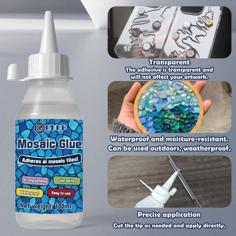GDDP 200ml Clear Mosaic Tile Glue, Waterproof and Moisture Proof Fast Drying, for DIY Crafts, Suitable for Glass, Tile - Image 3
