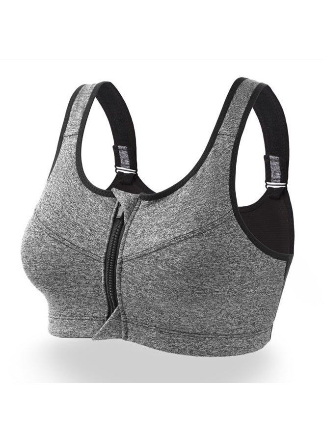 Womens Zip Front Sport Bra For Pilates Running Workout Wireless Post-Surgery Yoga Athletic Bras With Adjustable Strap - Image 1