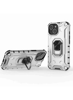 HuHa Case Cover For iPhone 13 Ice Armor Series Ring Holder Phone Case Silver 