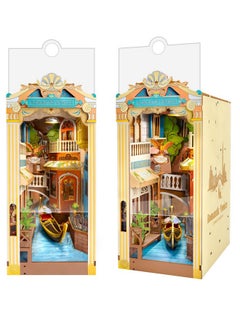 Rolife Diy Book Nook Kit For Adults, Miniature Dollhouse Booknook Kit, 3D Wooden Puzzle Creative Decorative Bookends Bookshelf Diorama Insert Crafts Hobbies Gifts (Romantic Venice)  - Image 1