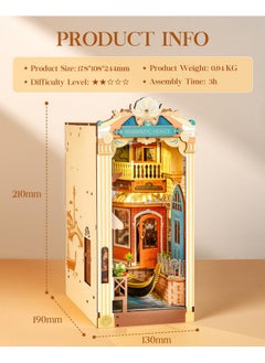 Rolife Diy Book Nook Kit For Adults, Miniature Dollhouse Booknook Kit, 3D Wooden Puzzle Creative Decorative Bookends Bookshelf Diorama Insert Crafts Hobbies Gifts (Romantic Venice)  - Image 4
