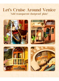Rolife Diy Book Nook Kit For Adults, Miniature Dollhouse Booknook Kit, 3D Wooden Puzzle Creative Decorative Bookends Bookshelf Diorama Insert Crafts Hobbies Gifts (Romantic Venice)  - Image 3