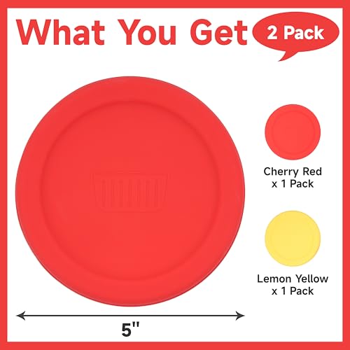 PUREKRA Silicone Lids for Corningware 20 Ounce Mug, 2 Pack Reusable Cover, (Mug NOT Included) Dishwasher, Microwave and Freezer Safe (Yellow & Red) - Image 2