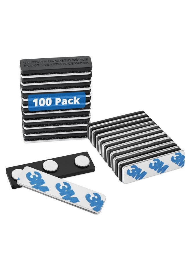 Mifflin-USA Name Tag Magnets (100 Magnets, 1.75 x 0.5 inches), Name Tag Magnet Backs w/ 3 Extra-Strong Neodymium Magnets for ID Badge Holders - Image 1