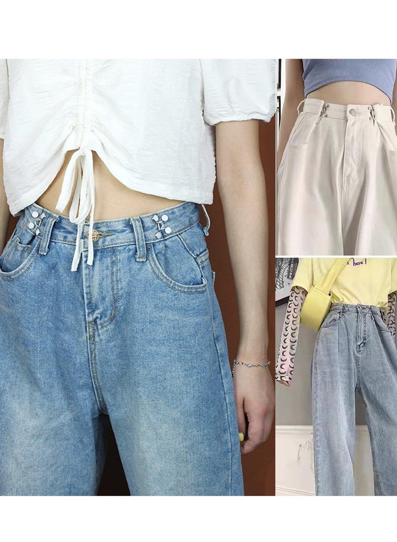 Adjustable Waist Buckle Extender Set 8 Set 4 Style Jean Button Pins No Sewing Required Pants Clips for Waist Pant Waist Tightener for Jeans Dress Perfect Fit Instant Button - Image 4