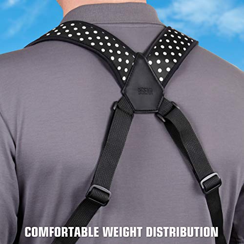 USA GEAR DSLR Camera Strap Chest Harness with Quick Release Buckles, Polka Dot Neoprene Pattern and Accessory Pockets - Compatible with Canon, Nikon, Sony Point and Shoot and Mirrorless Cameras - Image 4