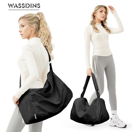 wassdins Large Gym Bag with Shoe Compartment Workout Sport Duffle Bag for Women Travel Waterproof Shoulder Overnight Bags Lightweight Carry on Tote Bags for Swim Yoga Dance - Image 3