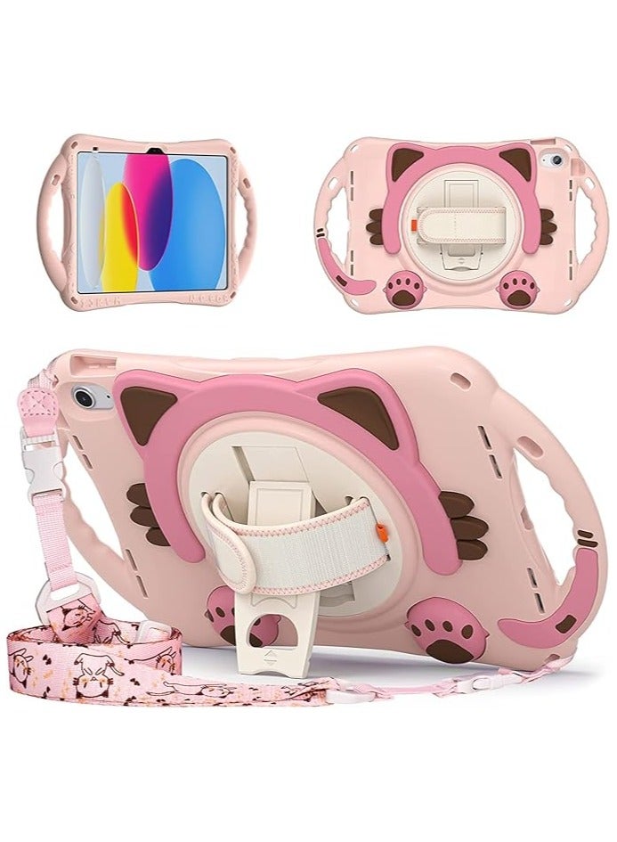 Compatible with iPad 10th Generation 10.9 inch Case 2022 Release Case Cute Kids Boys Girls Case Shockproof Full-Body Drop Case with Rotating Stand/Pencil Holder/Carrying Strap - Image 2