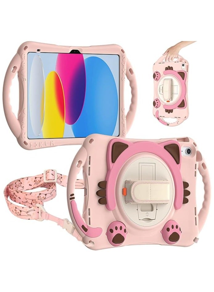Compatible with iPad 10th Generation 10.9 inch Case 2022 Release Case Cute Kids Boys Girls Case Shockproof Full-Body Drop Case with Rotating Stand/Pencil Holder/Carrying Strap - Image 1