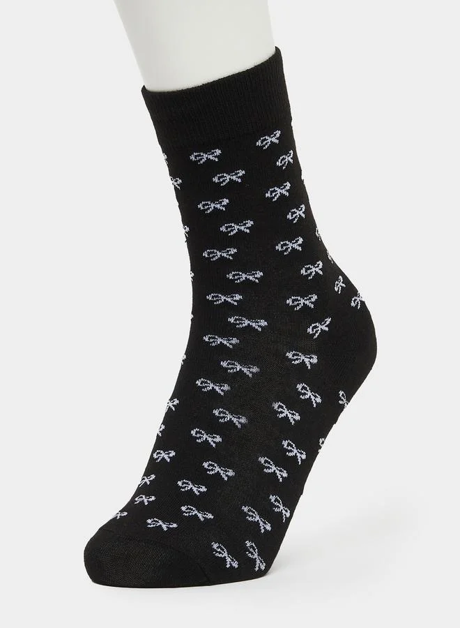 ستايلي طقم زوجين جوارب ياقة مستديرة بطبعة قلب