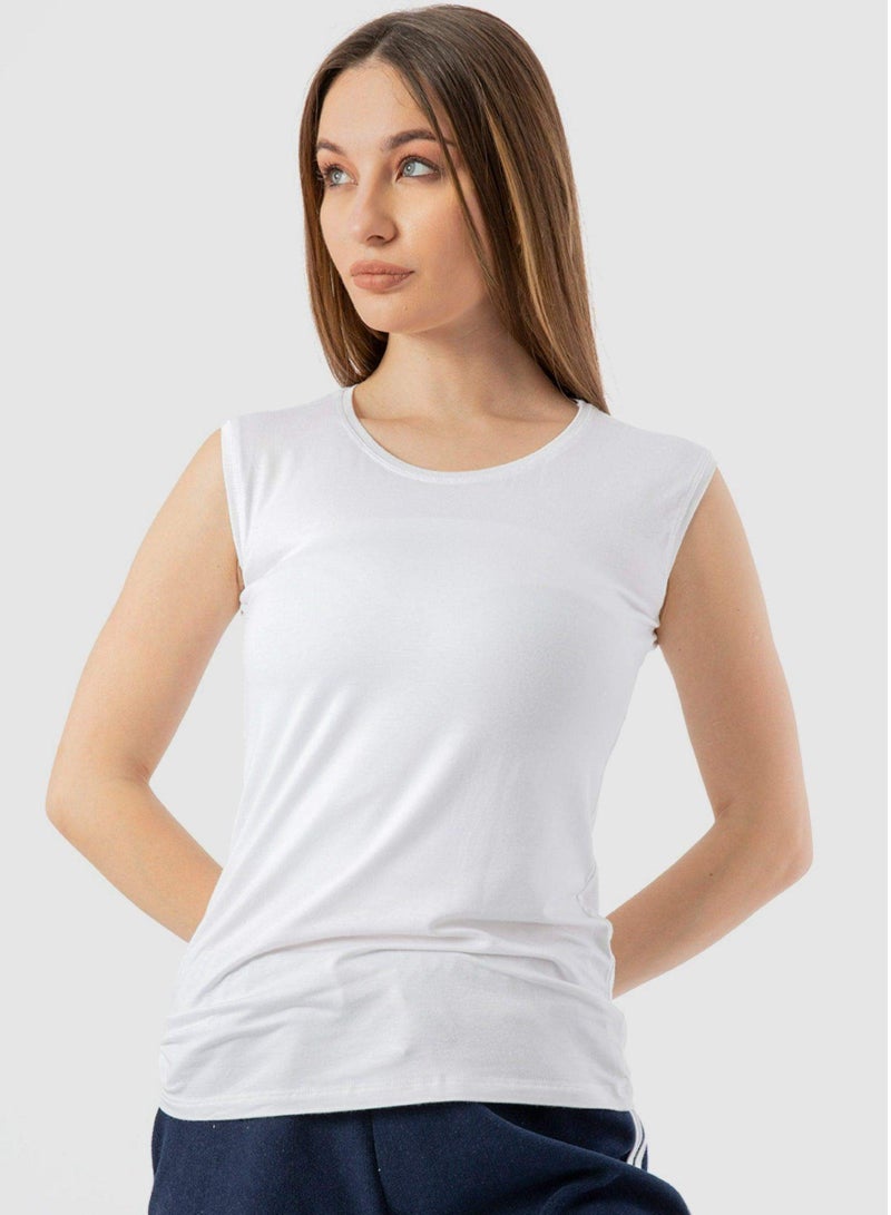 ROYAL  TEX Cotton Sleeveless Crew Neck Body Line Top For Women  - Image 1