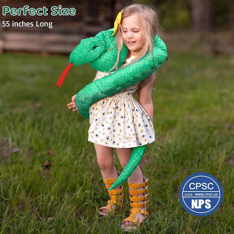MorisMos Giant Snake Stuffed Animal Mommy with Babies & Eggs,Realistic Stuffed Snake Plush Toys for Kid Girl Boy 3 5 7 8 12,Long Green Boa Constrictor Anaconda Toys,Python Gift for Halloween Christmas - Image 4