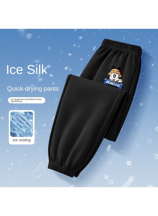 Babu Bean بنطلونات الأولاد الصيفية الرقيقة بنطلونات طويلة جديدة ملمس جليدي تنفس مريح أطفال كبير طارد للبعوض بنطلونات - Image 2