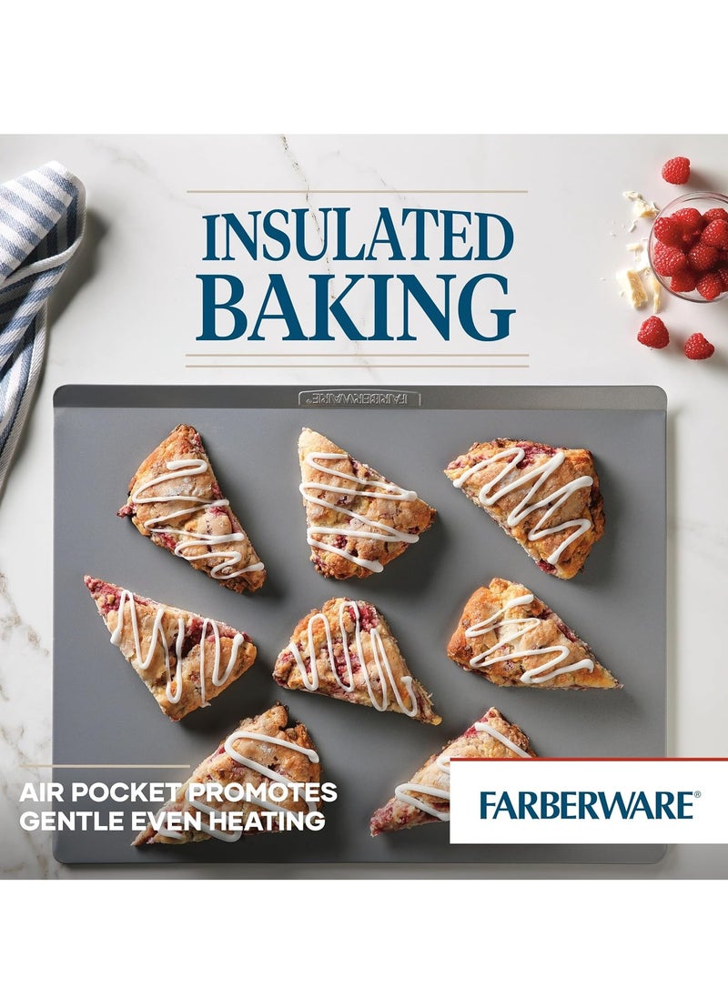 Farberware - Farberware Insulated Bakeware Nonstick Cookie Baking Sheet, 15.5" x 20", Light Gray - Image 1