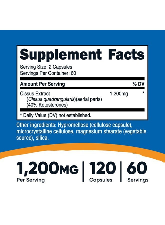 Nutricost Cissus Quadrangularis (1200mg) 120 Capsules - 60 Servings, Gluten Free, Non-GMO, and Vegetarian Friendly - Image 2