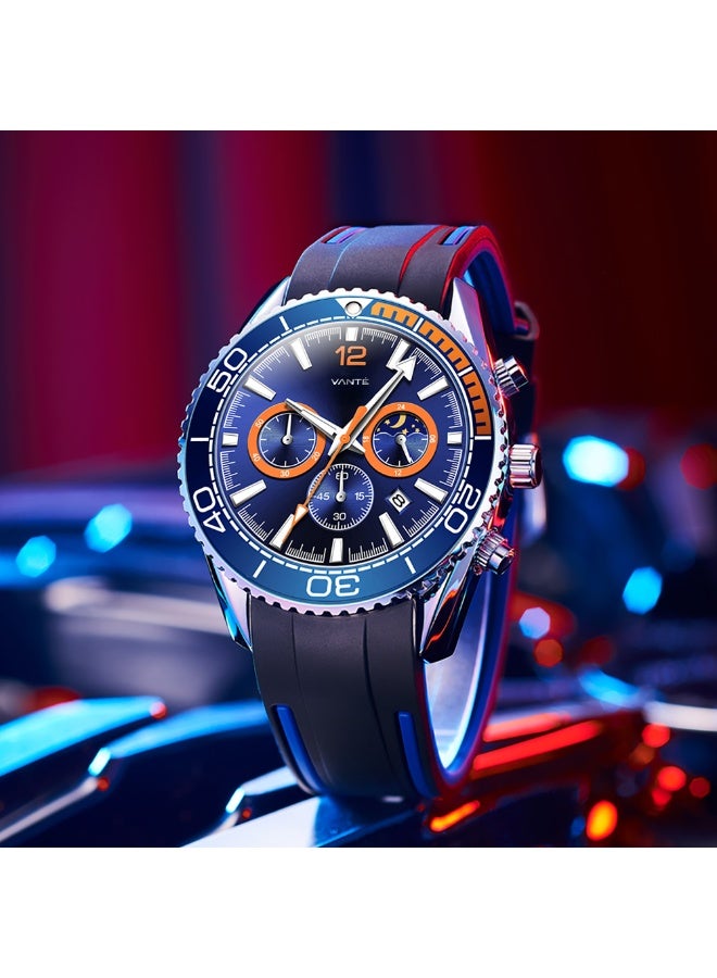 VOGUE VENUE VANTE Series Men's Sport Chronograph Watch with Blue & Orange Accents by VOGUE VENUE-VNT009 - Image 5