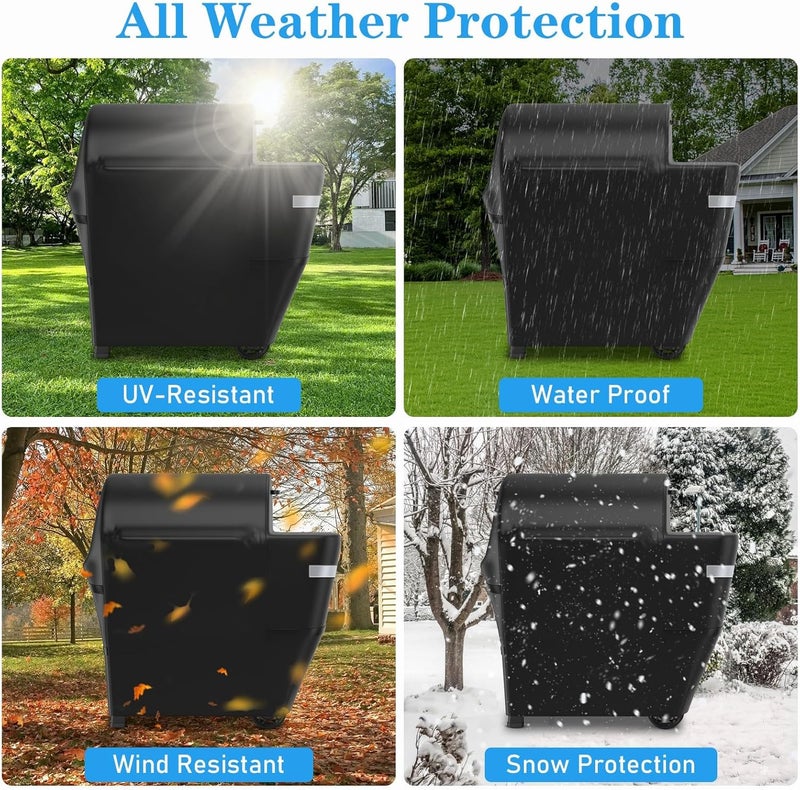 Utheer Grill Cover for Weber Searwood 600 Pellet Grill, Heavy Duty 600D Waterproof Fabric Grill Cover for Weber 3400145, Black - Image 5
