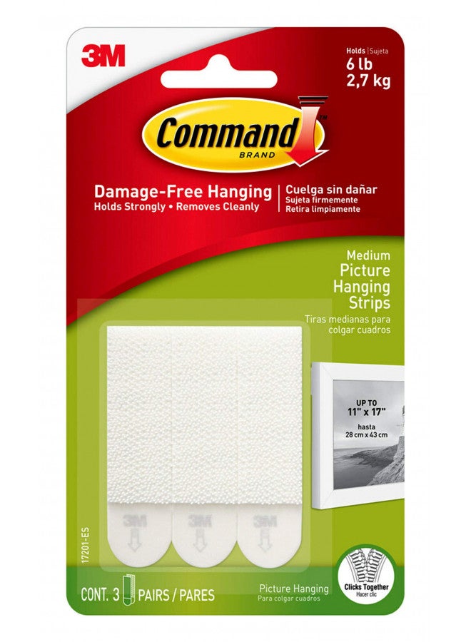 Command Command Picture Hanging Strips, Medium, White, 3-Pairs (17201-ES) - Image 1