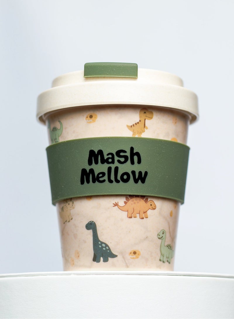 Mash Mellow Bamboo Reusable Kids Cup with Silicon straw (built in stopper) - Mashmellow  – 250ml Eco-Friendly Sippy Cup | BPA-Free, Dishwasher Safe, Toddlers cup , Kid bottle (Roar Some) - Image 2