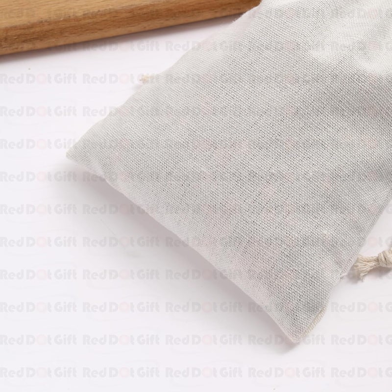 Red Dot Gift® حزمة من 10 أكياس هدايا من الخيش 13x18 سم كيس قطني برباط، أكياس هدايا لعيد الميلاد، الحفلات، الهدايا، هدايا الزفاف، الفن والأعمال اليدوية (طبيعي، 13 × 18 سم) - Image 4