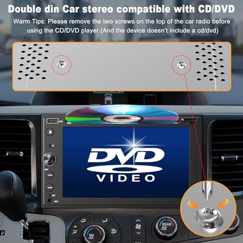 Adapter-Universe Double Din Car Stereo with Carplay & Android Auto, Adapter-Universe 7 Inch Car Radio with CD/DVD Player Support Back up Camera, Bluetooth & Voice Control, Mirror Link, Subwoofer, SWC, Subwoofer, AM/FM - Image 2