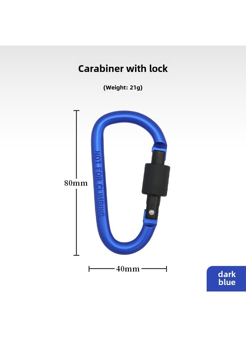Generic High quality bold 8cm with lock D type mountaineering buckle quick hanging nut buckle hanging buckle aluminum alloy backpack buckle Dark Blue