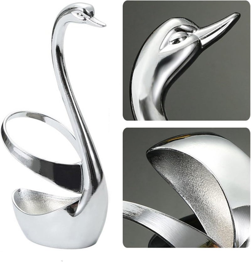 RiToEasysports Swan Shaped Zinc Alloy Cutlery Holder Organizer for Home Restaurant Hotel, Elegant Spoon Fork Rack for Dining Ambiance, 2.76 X 6.10in - Image 2