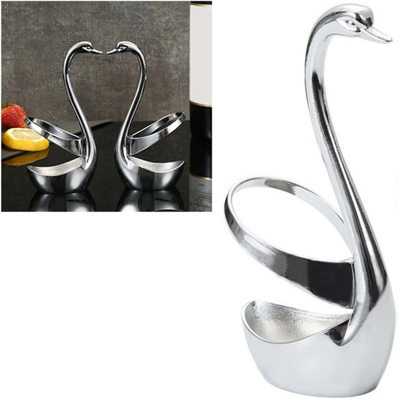 RiToEasysports Swan Shaped Zinc Alloy Cutlery Holder Organizer for Home Restaurant Hotel, Elegant Spoon Fork Rack for Dining Ambiance, 2.76 X 6.10in - Image 1