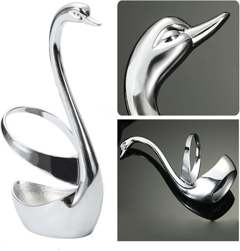 RiToEasysports Swan Shaped Zinc Alloy Cutlery Holder Organizer for Home Restaurant Hotel, Elegant Spoon Fork Rack for Dining Ambiance, 2.76 X 6.10in - Image 5