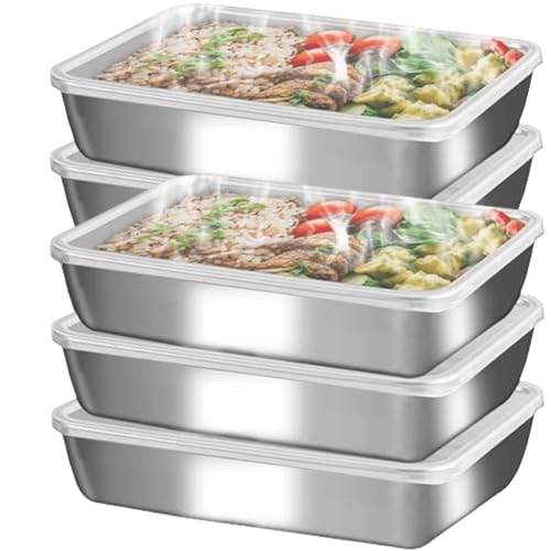 GIUOIDUO Stainless Steel Lunch Box 6-Pack,Stackable Snack Storage Boxes, Lid Food Container, Reusable Food Storage Container for Travel and Work, Dishwasher Safe, Freezer Safe - Image 1