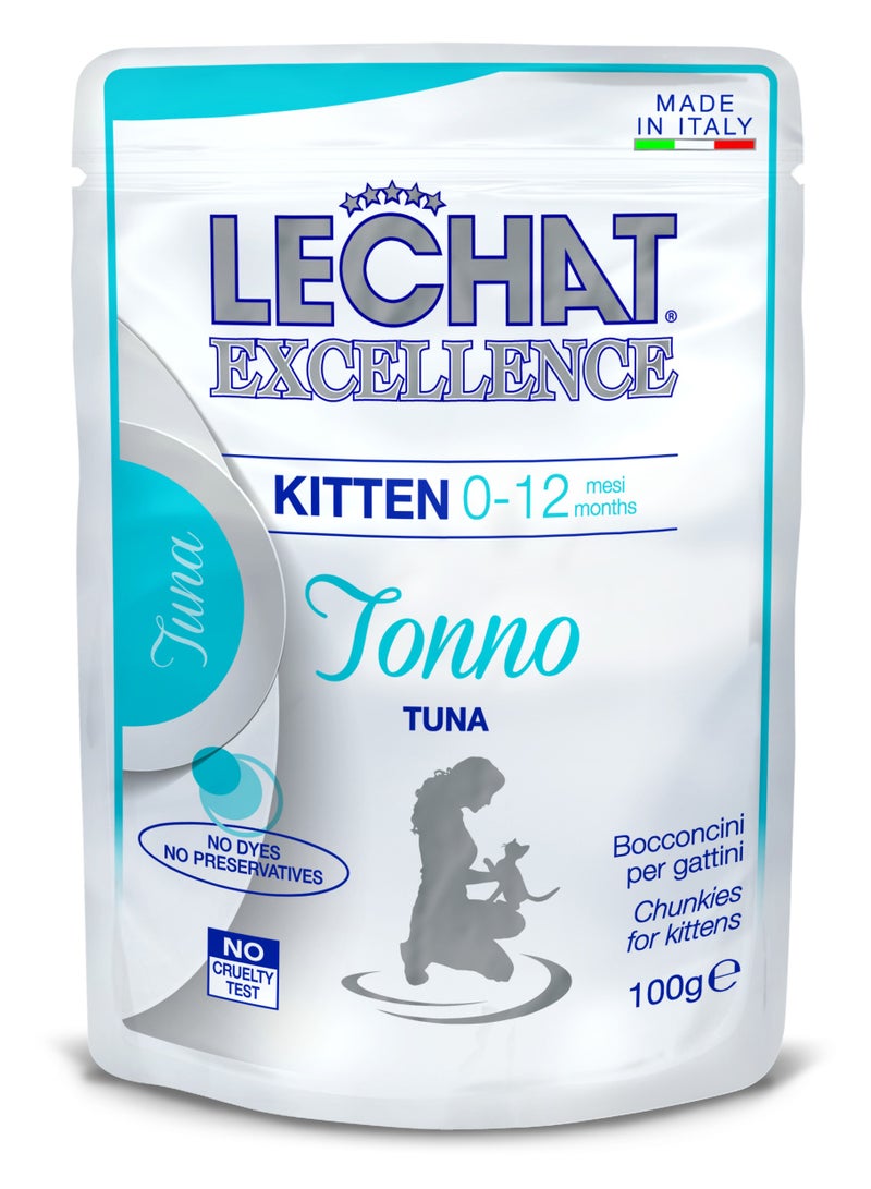Monge Lechat Excellence by Monge | Kitten Wet Food with Tuna | Super Premium Complete Wet Kitten Food | Chunkies in Pouch - Image 2