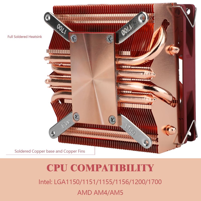 Thermalright AXP90-X53 Full Cooper Low Profile CPU Cooler ITX,with 92mm TL-9015R Slim PWM Fan ITX CPU Cooler,AGHP Technology,53mm Height,for AMD AM4 AM5/Intel 1700/1150/1151/1200/1851(AXP90 X53 Full) - Image 5