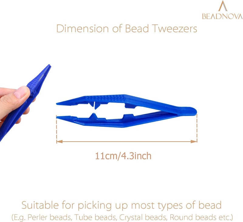 BEADNOVA Bead Tweezers Plastic Forceps Craft Tweezer for DIY Craft Jewelry Making Family School Beading Project Assorted Colors 5 Pcs - Image 2