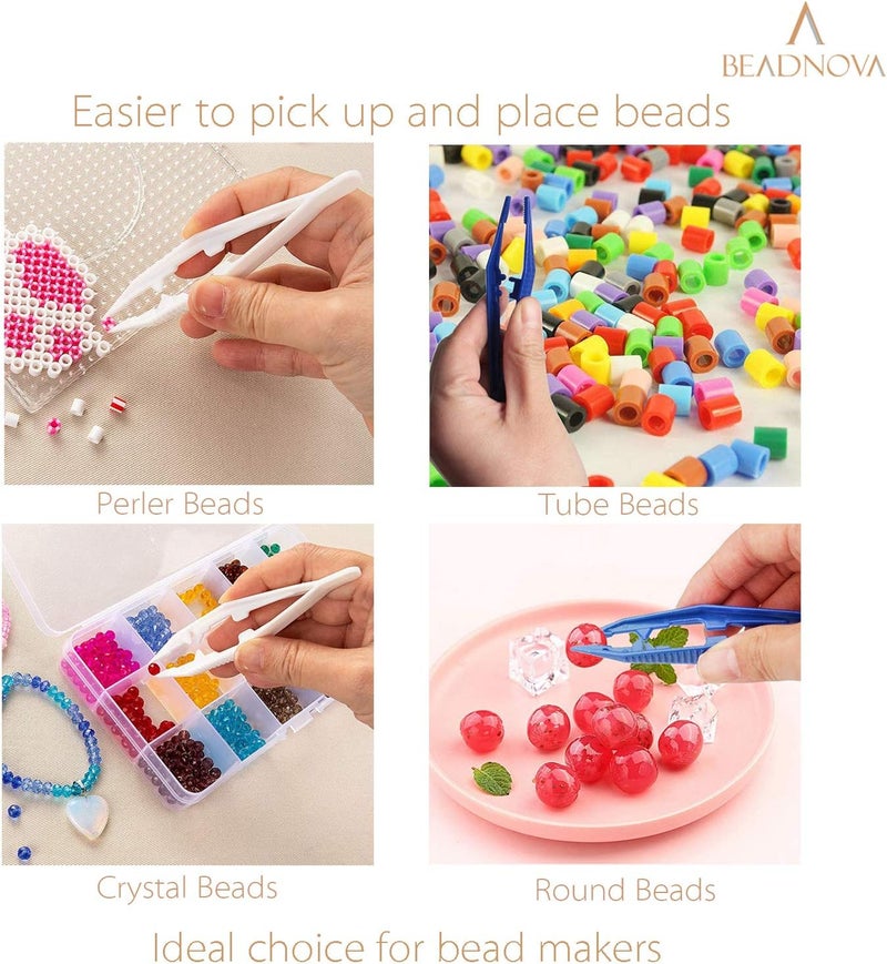 BEADNOVA Bead Tweezers Plastic Forceps Craft Tweezer for DIY Craft Jewelry Making Family School Beading Project Assorted Colors 5 Pcs - Image 5