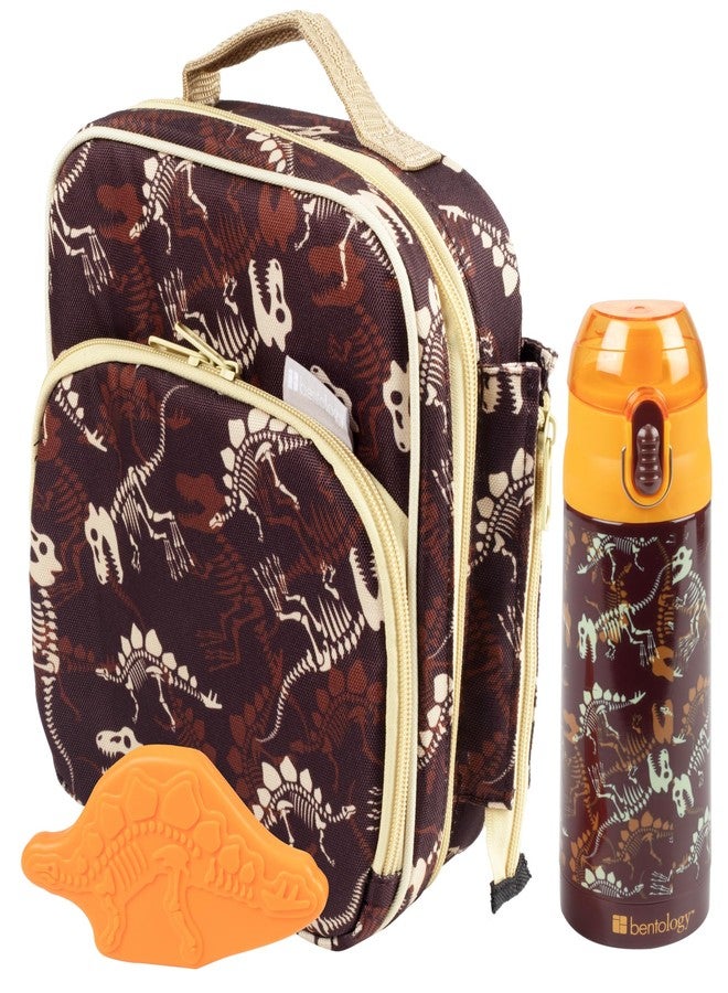 Bentology Insulated Lunchbox Kit w Reusable Stainless Steel Water Bottle & Freezer Hard Ice Pack- Kids Mini Cooler Thermal Tote, Easy to Clean Water-Resistant Bag- Back to School Work Picnic Essential - Image 1