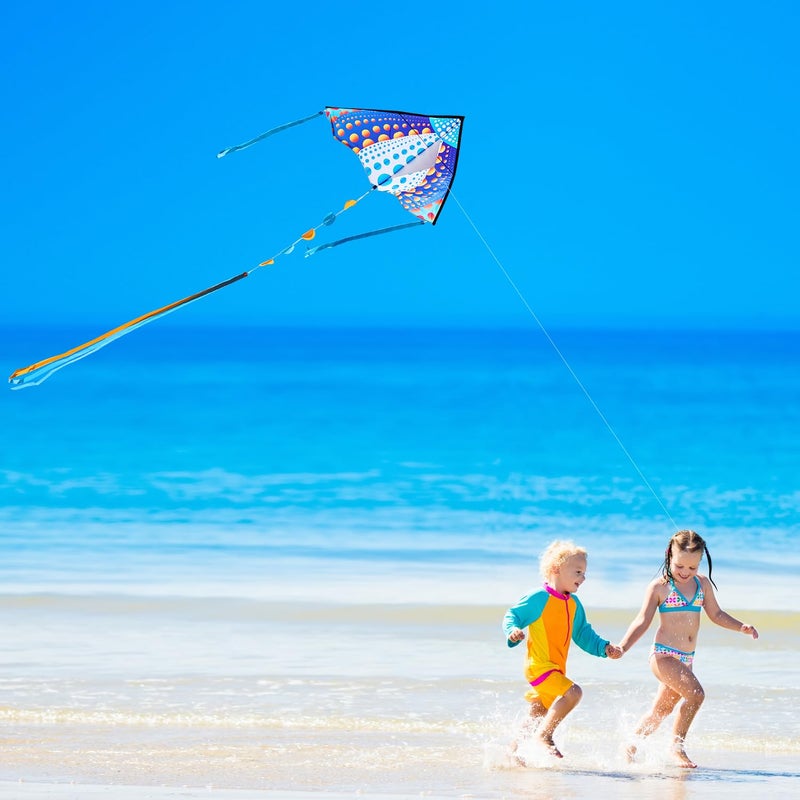 HONBO Large Kites for Adults & Kids,Easy Flyer Large Kite with Long Tails, The Beginner Kites for Kids Ages 4-8, Comes with 200ft String Kite Handle(Dots) - Image 4