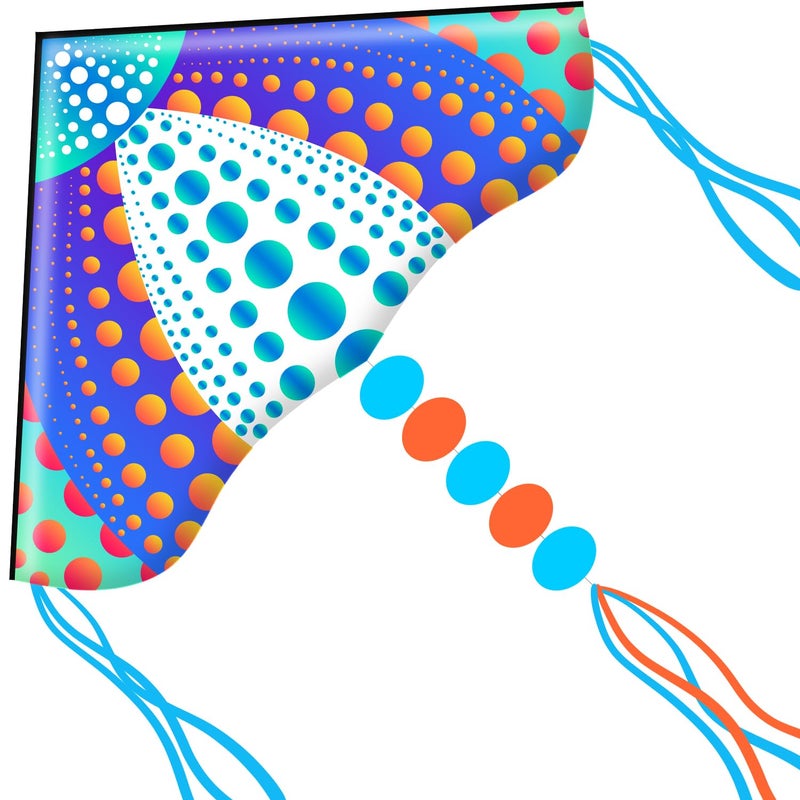 HONBO Large Kites for Adults & Kids,Easy Flyer Large Kite with Long Tails, The Beginner Kites for Kids Ages 4-8, Comes with 200ft String Kite Handle(Dots) - Image 1